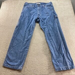 Levi Strauss Signature Carpenter Jeans Mens 38x32 Blue Denim Workwear Straight